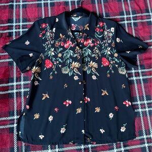 Aardo Fashion Floral Short Sleeve Button Up Shirt